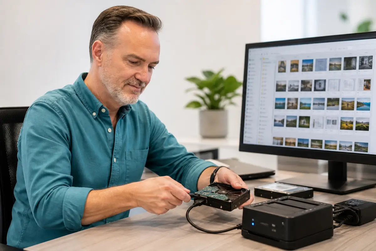 Secure recovery of photos and documents from a hard drive